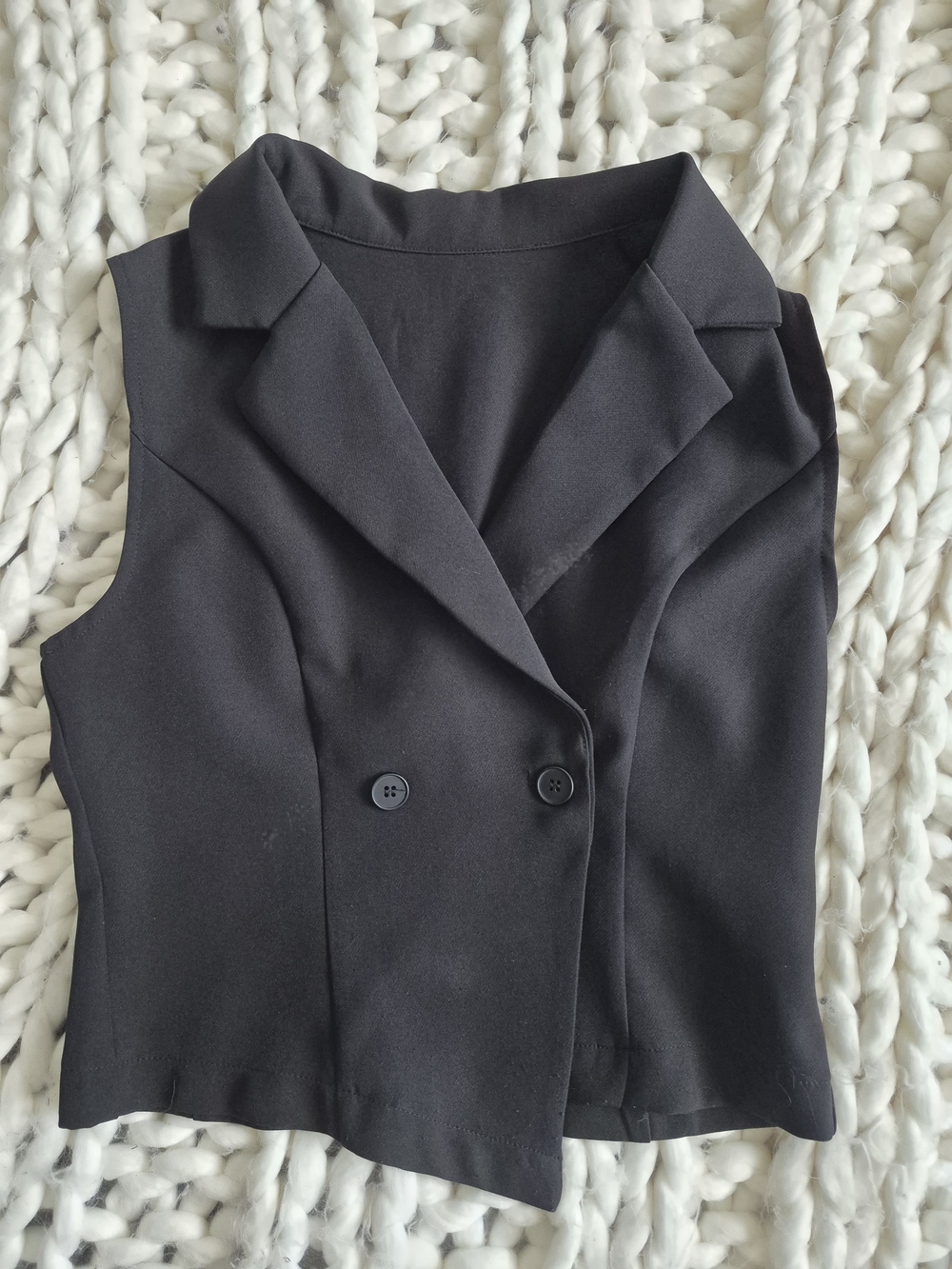 Double-Breasted Sleeveless Vest Blazer